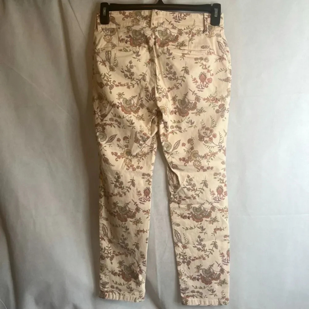 LOFT Blush Pink Floral Slim Ankle Cotton Jeans Women's Size 2‎ - Picture 2 of 7